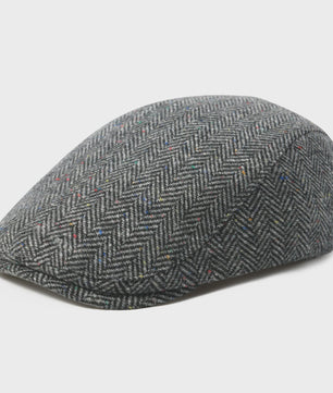 Heren Visgraat Wolmix Flat Cap - Stijlvolle Newsboy & Gatsby Pet voor Winter & Outdoor