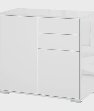 Stijlvolle Witte Buffetkast met 2 Deuren en 2 Lades - Compact en Functioneel