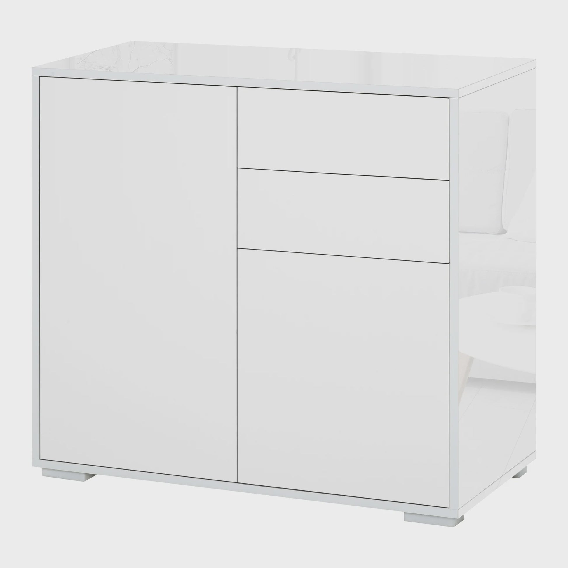 Stijlvolle Witte Buffetkast met 2 Deuren en 2 Lades - Compact en Functioneel