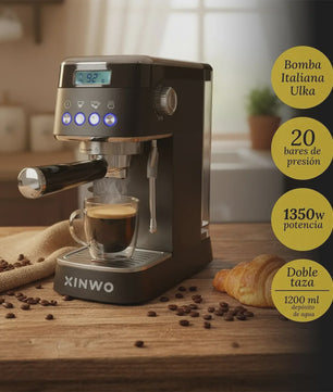 Volautomatische Espressomachine RVS - 1.2L, 20 Bar, Dubbele Portafilter