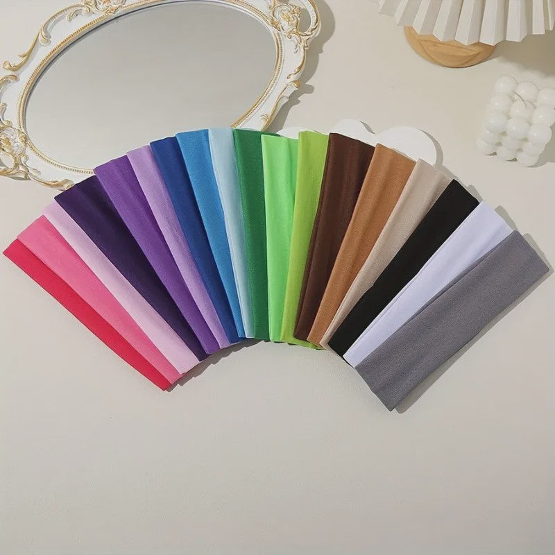 Elastische Haarbanden voor Dames - Effen Kleuren, Comfortabel voor Sport, Yoga & Make-up