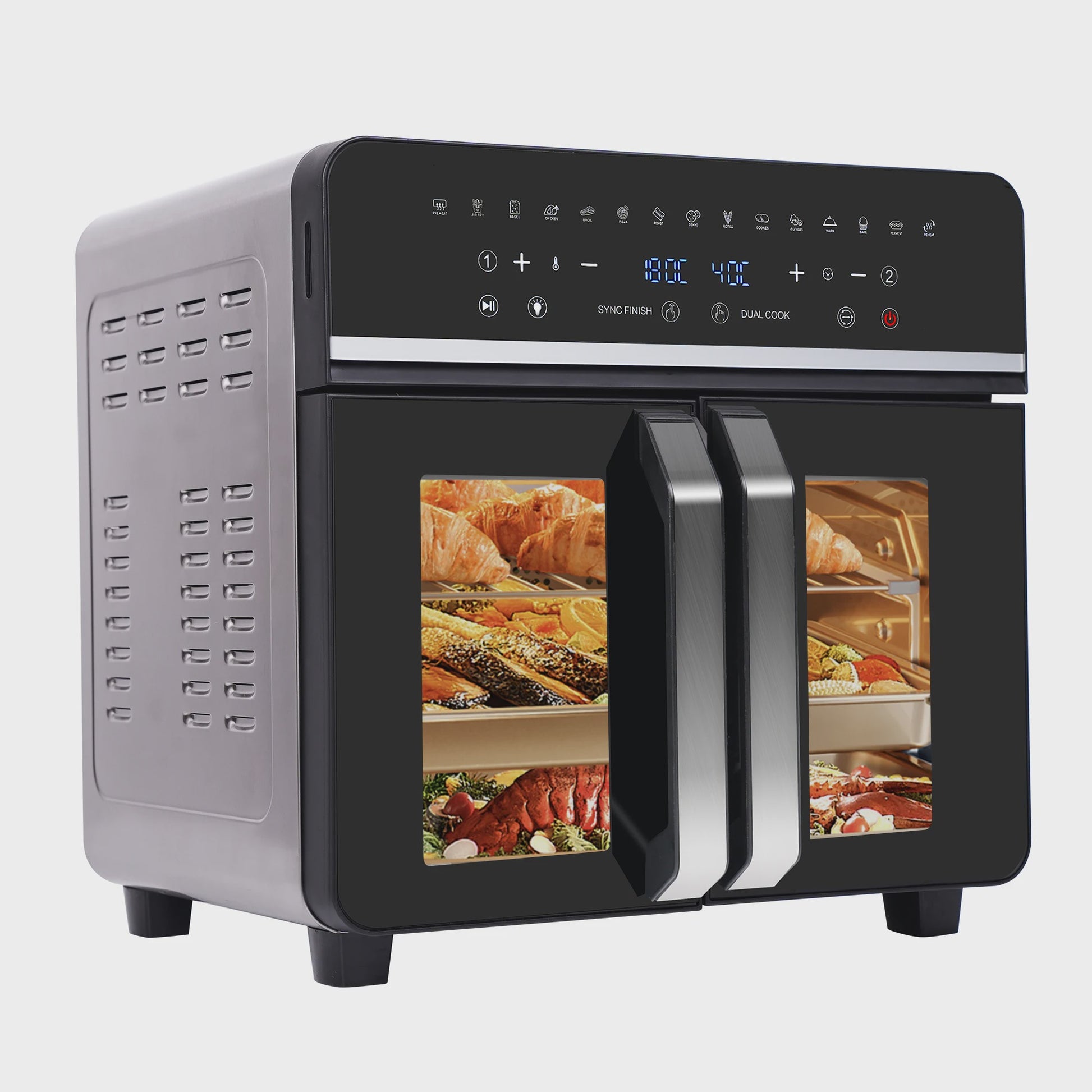 XXL Dubbele Heteluchtfriteuse Oven (23L, 2200W) met LED Touchscreen & 15 Programma's