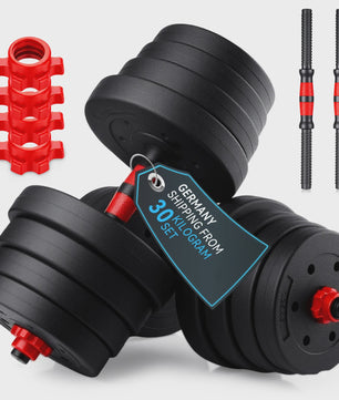 30KG Verstelbare Dumbbell & Barbell Set - Complete Home Gym Krachttraining Kit