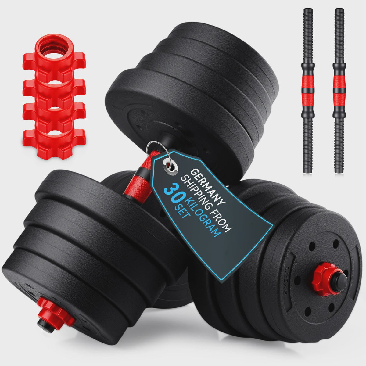 30KG Verstelbare Dumbbell & Barbell Set - Complete Home Gym Krachttraining Kit