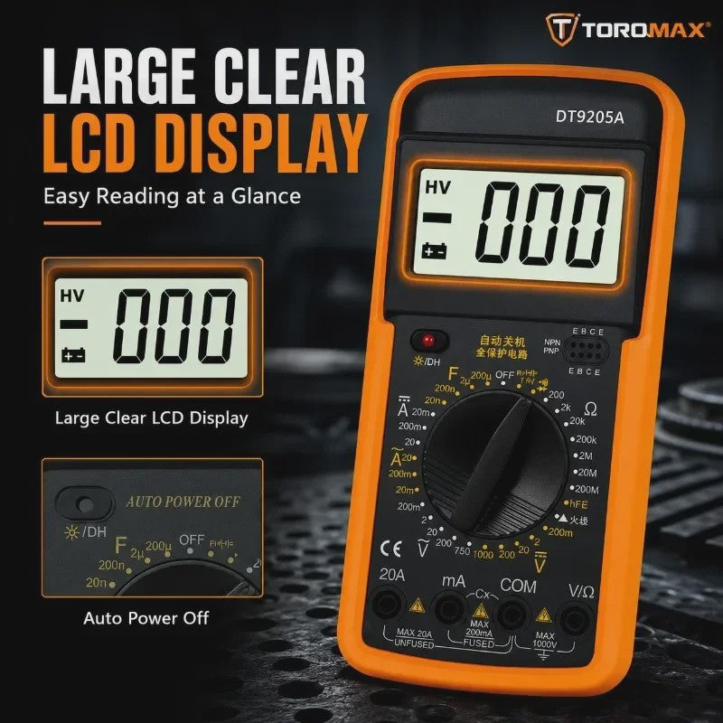 DT-9205A Digitale Multimeter - Draagbaar, Veilig & Betrouwbaar