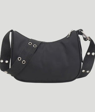 Casual Shoulder Bags For Women Black Waterproof Nylon Crossbody Bag Cool Girls Underarm Handbag Purse
