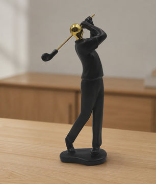Moderne Golfbeeldje Sculptuur - Decoratieve Figuur voor Bureau & Huis - Goud & Zwart