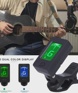 Professionele Clip-On Gitaartuner met 360° Draaibaar LCD Scherm - Voor Gitaar & Ukulele