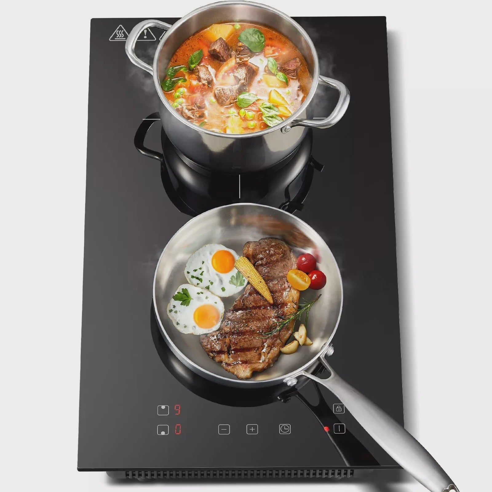 KICHPOWER 30cm Inductie Kookplaat met 2 Zones, Timer & Touch Control (3300W)