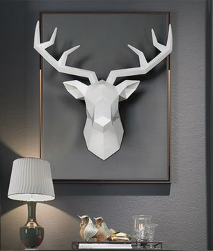 Moderne Hertenkop Wanddecoratie - Creatief Kunstobject met Geweien