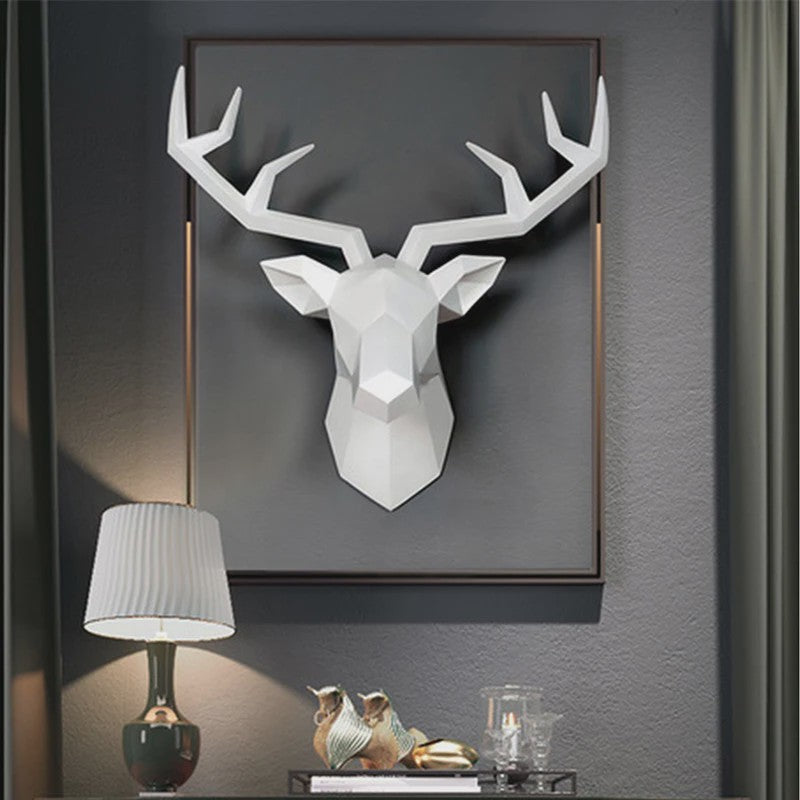 Moderne Hertenkop Wanddecoratie - Creatief Kunstobject met Geweien
