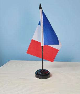 Franse Vlag Bureau - 14x21cm Tafelvlag met Standaard voor Decoratie