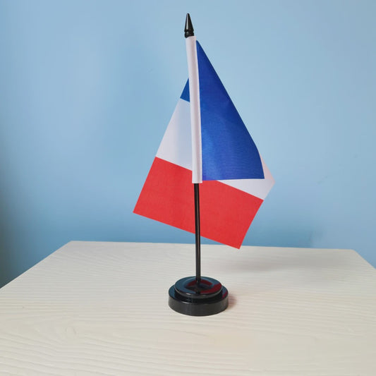 Franse Vlag Bureau - 14x21cm Tafelvlag met Standaard voor Decoratie