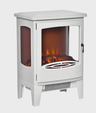 Elektrische Sfeerhaard Neo-Retro Stijl - Wit, 900W met Verstelbare LED Vlammen