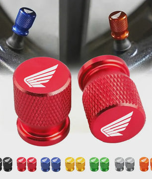 2x Aluminium Ventieldopjes Motor - Honda Vleugel Logo