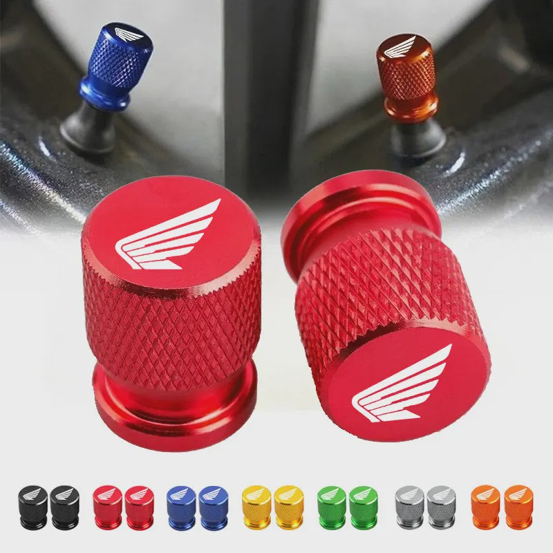 2x Aluminium Ventieldopjes Motor - Honda Vleugel Logo