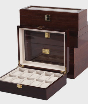 Luxe Houten Horlogedoos met 6, 10 of 12 Vakken - Handgemaakt Sieraden Opbergdoos Display