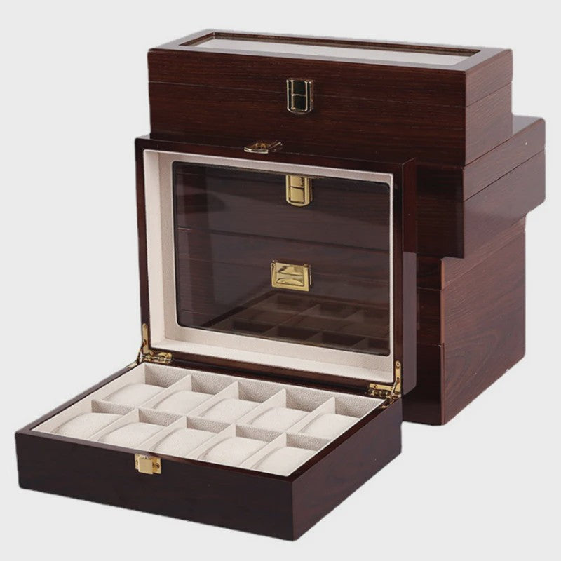 Luxe Houten Horlogedoos met 6, 10 of 12 Vakken - Handgemaakt Sieraden Opbergdoos Display