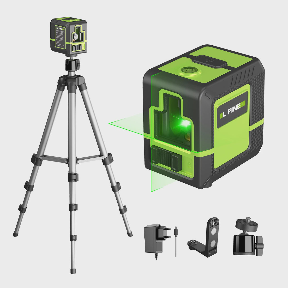 Lfine Groene Laserwaterpas met 2 Lijnen (Horizontaal/Verticaal) - Automatische Zelfnivellering
