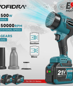 YOFIDRA Krachtige Bladblazer & Zuiger 3500W - 350.000 RPM Borstelloze Motor - Voor Makita Accu
