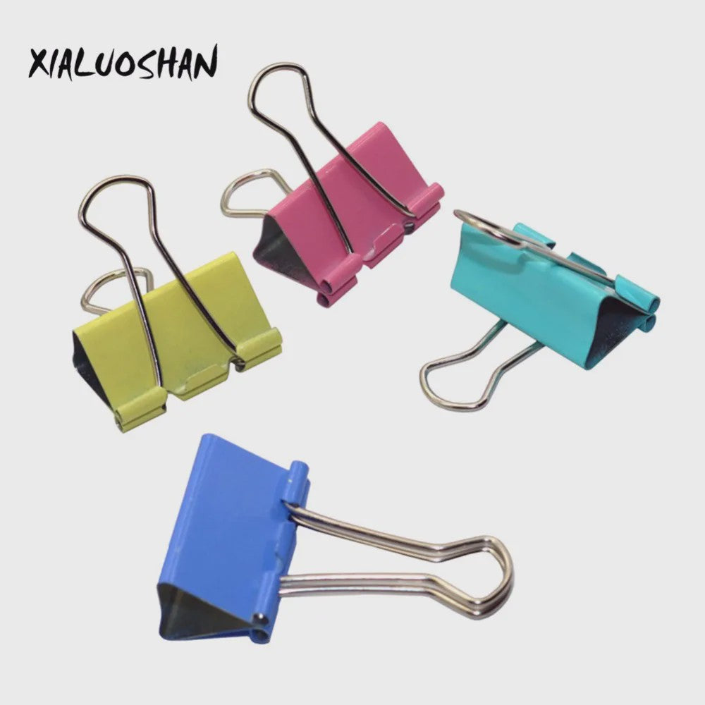 Set van 12 Gekleurde Metalen Binder Clips - 25mm & 32mm - Kantoor & School Organisatie