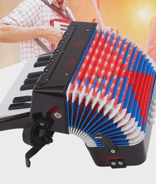 Compacte Zwarte Accordion met 17 Toetsen en 8 Bassen - Muzikaal Speelplezier