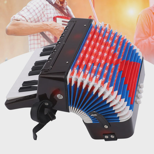 Compacte Zwarte Accordion met 17 Toetsen en 8 Bassen - Muzikaal Speelplezier