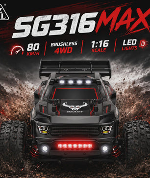 RC Crossauto 80 km/u - 1/16 4x4 Off-road Truck met LED Verlichting & 2.4G Afstandsbediening