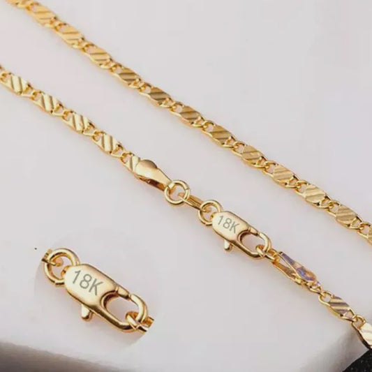 18K Gouden & 925 Zilveren Halsketting - 2MM Brede Zijschakel Ketting voor Dames & Heren