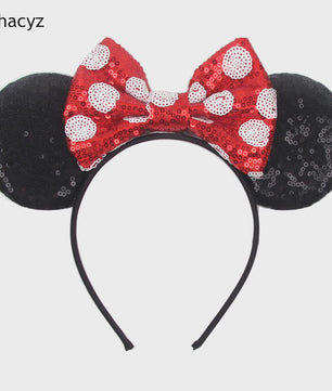 Chique Sequin Mickey Oortjes Diadeem met Strik - Feestelijk Haaraccessoire voor Kinderen & Dames