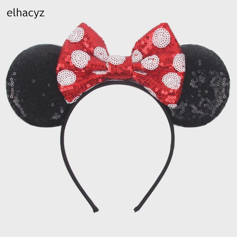 Chique Sequin Mickey Oortjes Diadeem met Strik - Feestelijk Haaraccessoire voor Kinderen & Dames