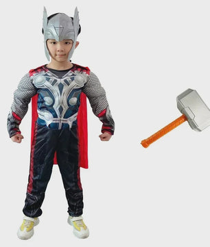 Thor Muscle Held Cosplay Kostuum Compleet met Mjölnir Hamer - Kinderen Halloween & Carnaval