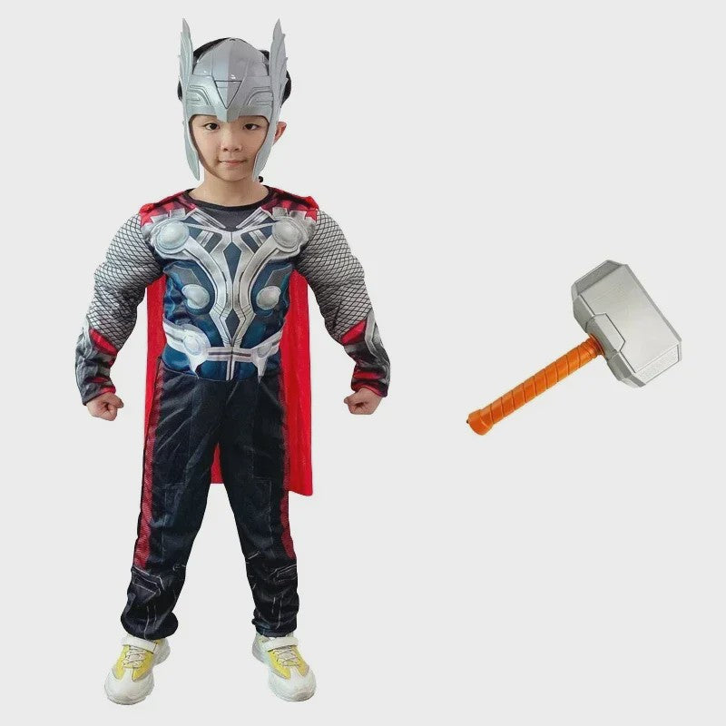 Thor Muscle Held Cosplay Kostuum Compleet met Mjölnir Hamer - Kinderen Halloween & Carnaval