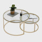 Set van 2 Koffie- en Salontafels: Marmerlook & Hout, Rond en Duurzaam