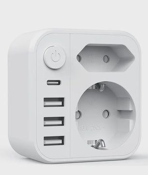 Universele Stekkerdoos met 3 USB, 1 Type-C en 2 AC-poorten - Snel Laden & Kindveilig