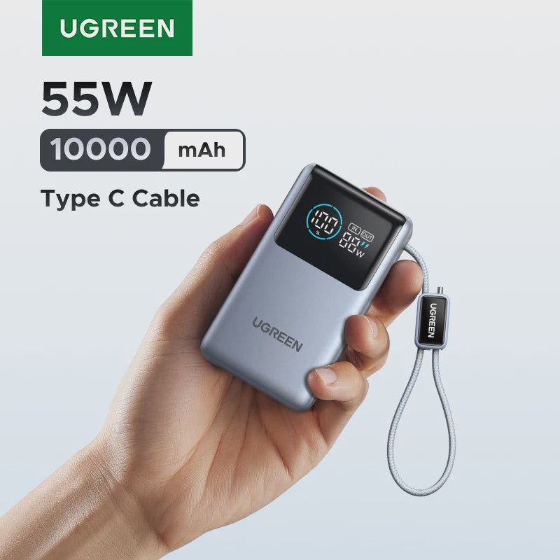 UGREEN 55W Powerbank 10000mAh met Type-C Kabel - Draagbaar Snel Laden