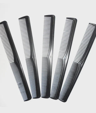 5x Carbon Fiber Kapperskam - Brede Tanden voor Styling & Hittebestendig