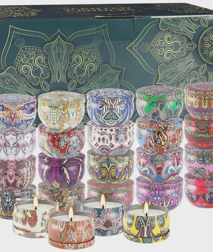 24-Pack Klassieke Chinese Geurkaarsen in Decoratieve Blikjes - Feest & Cadeau