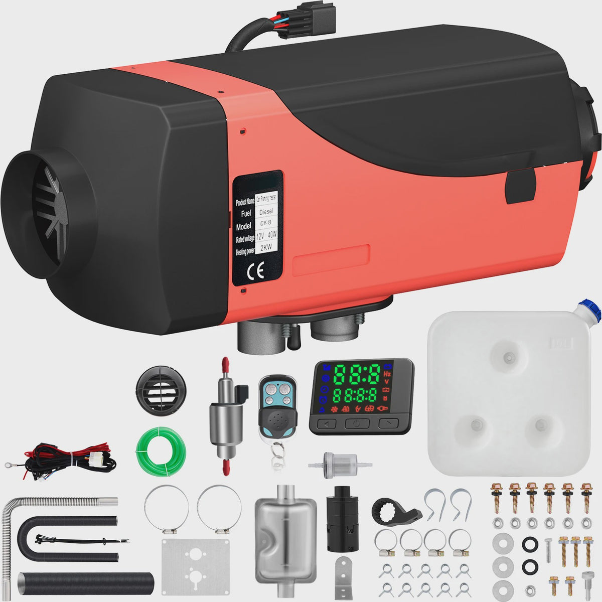 12V 2KW Diesel Air Heater met LCD & Afstandsbediening - Parkeerverwarming voor Auto, Bus, Camper, Vrachtwagen