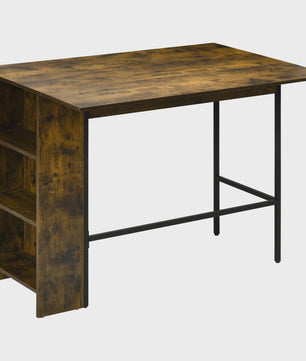Bartafel met uitklapbaar blad en 3 open vakken - Rustiek bruin - 120x76x91.4 cm