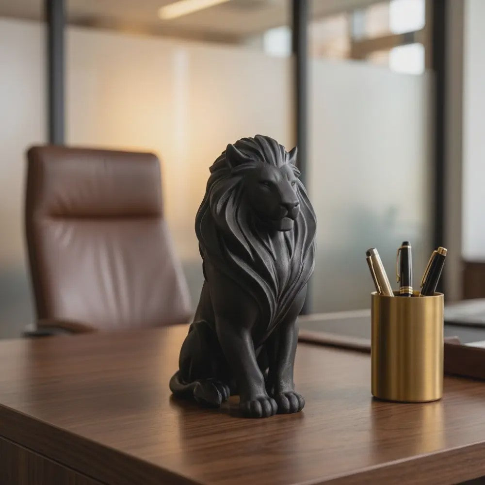 Luxe Leeuw Beeldje - 10cm - Scandinavische Stijl - Desktop Decoratie