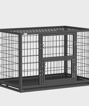 Robuuste Hondenkooi Zwart 94x60x64 cm met Zonnedak en Voerluik