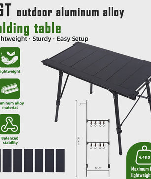 IGT Aluminium Campingtafel - Opvouwbaar, Verstelbaar & Draagbaar