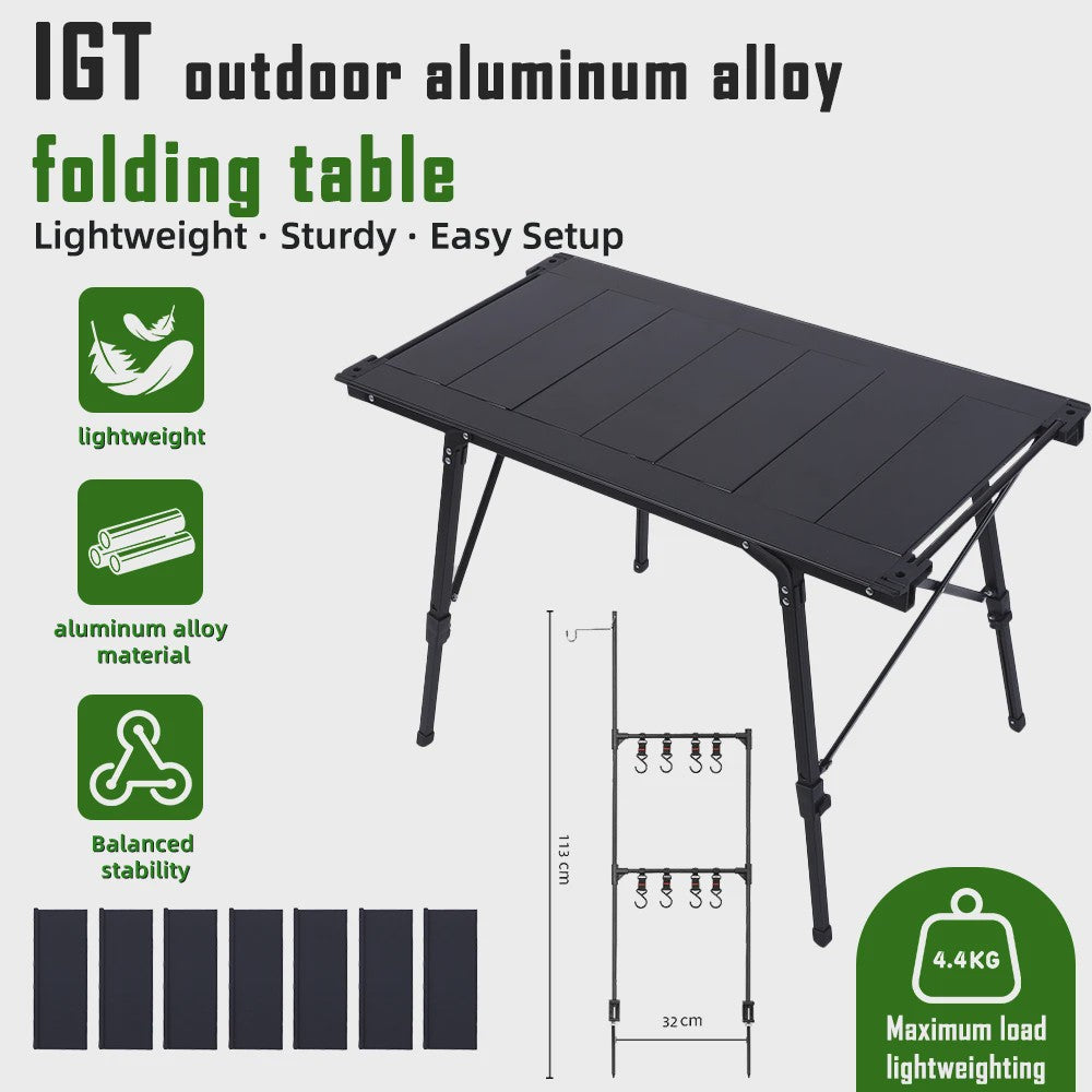IGT Aluminium Campingtafel - Opvouwbaar, Verstelbaar & Draagbaar