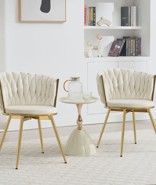 Set van 2 Fluwelen Draaibare Eetkamerstoelen met Gouden Metalen Poten - Ergonomisch & Comfortabel