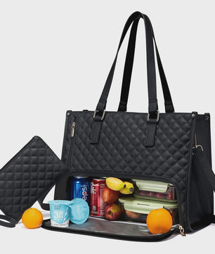 Luxe 2-in-1 Werk & Lunch Tote Bag - Geïsoleerd Compartiment, 15.6" Laptop, Waterafstotend