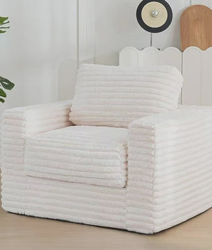 Moderne Fauteuil met Knopen en Verhoogde Rugleuning - Comfortabel Woonkamer Meubel (Grijs/Beige)