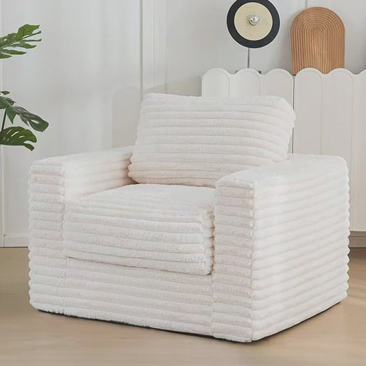 Moderne Fauteuil met Knopen en Verhoogde Rugleuning - Comfortabel Woonkamer Meubel (Grijs/Beige)