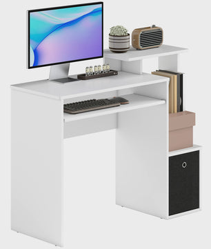 HOMCOM Compact Computerbureau met Uitschuifbaar Toetsenbordvak en Opbergruimte