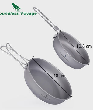 Lichtgewicht Titanium Koekenpan met Opvouwbaar Handvat - Ideaal voor Camping & Outdoor Koken